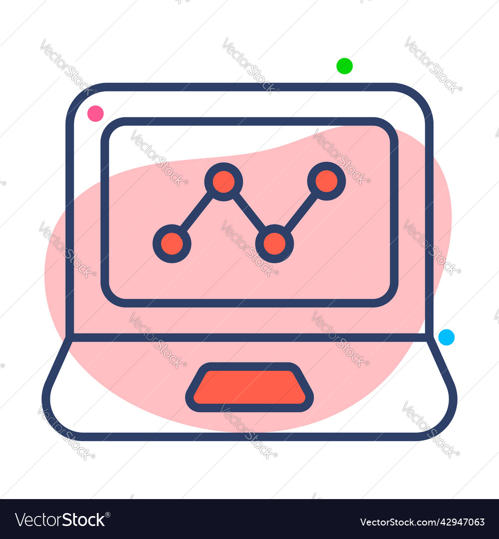 Laptop finance related line icon editable stroke