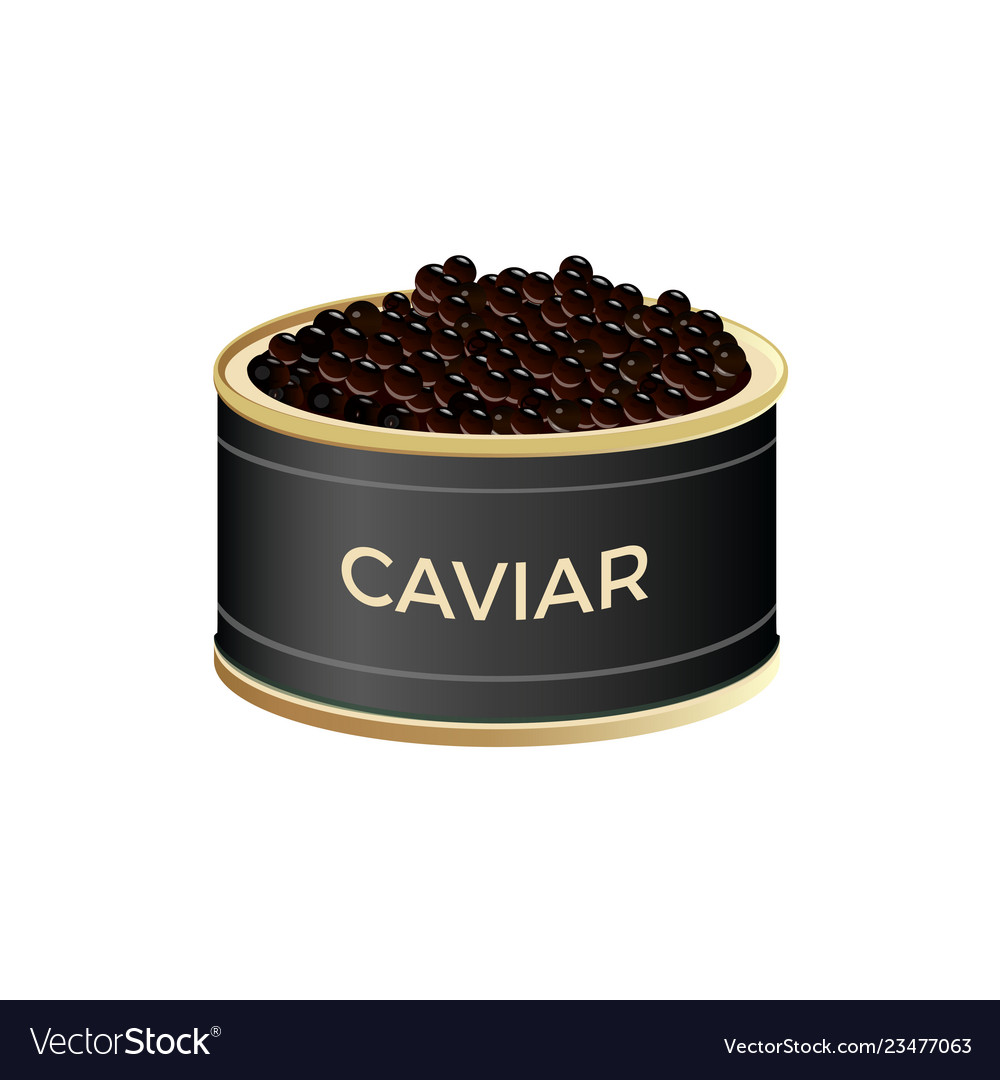 Open can with black caviar