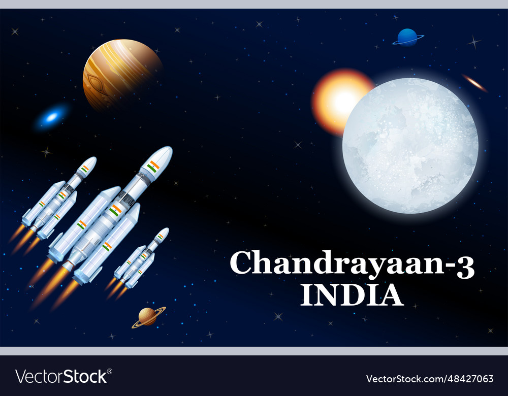 Rocket Mission Launched By India For Lunar Vector Image