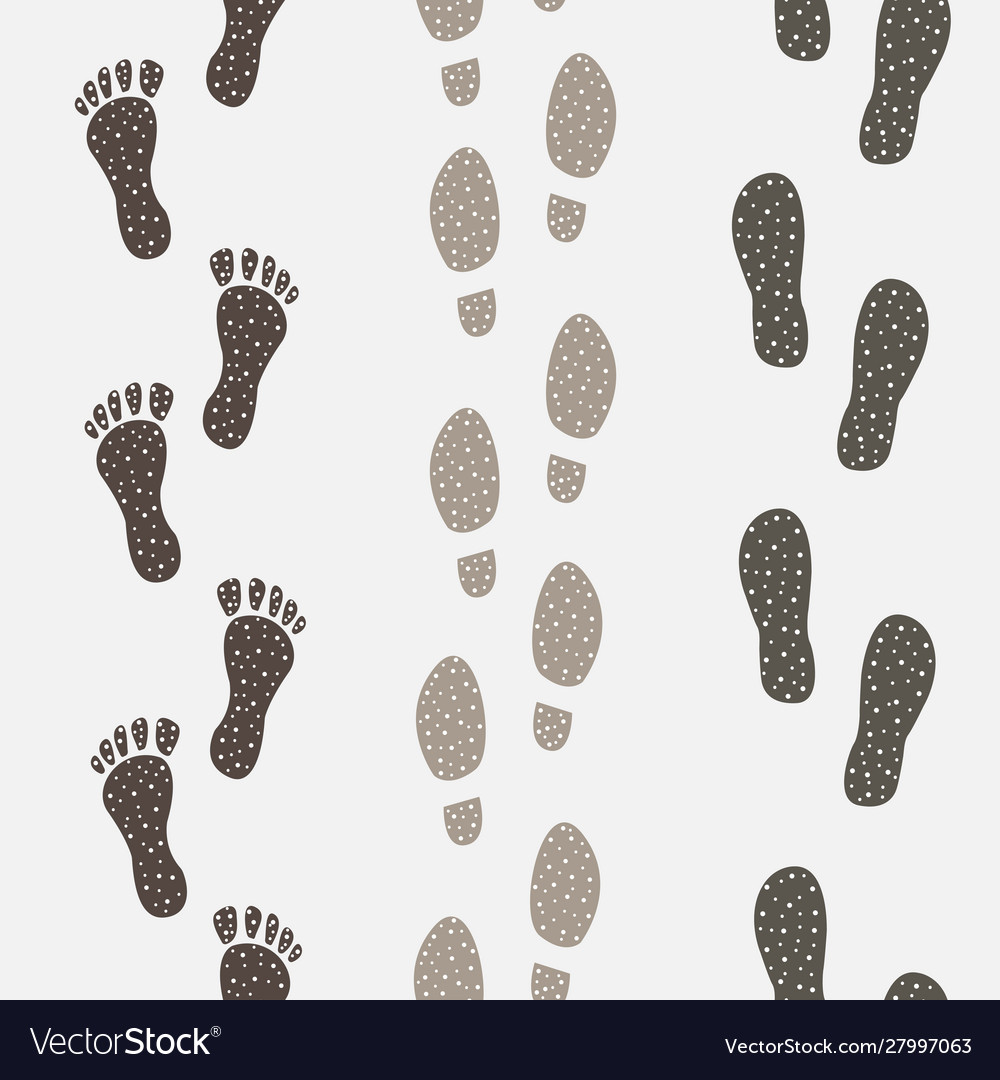 Seamless pattern with footsteps cute hand drawn Vector Image