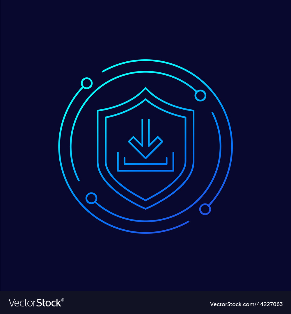 Secure download line icon for apps and web