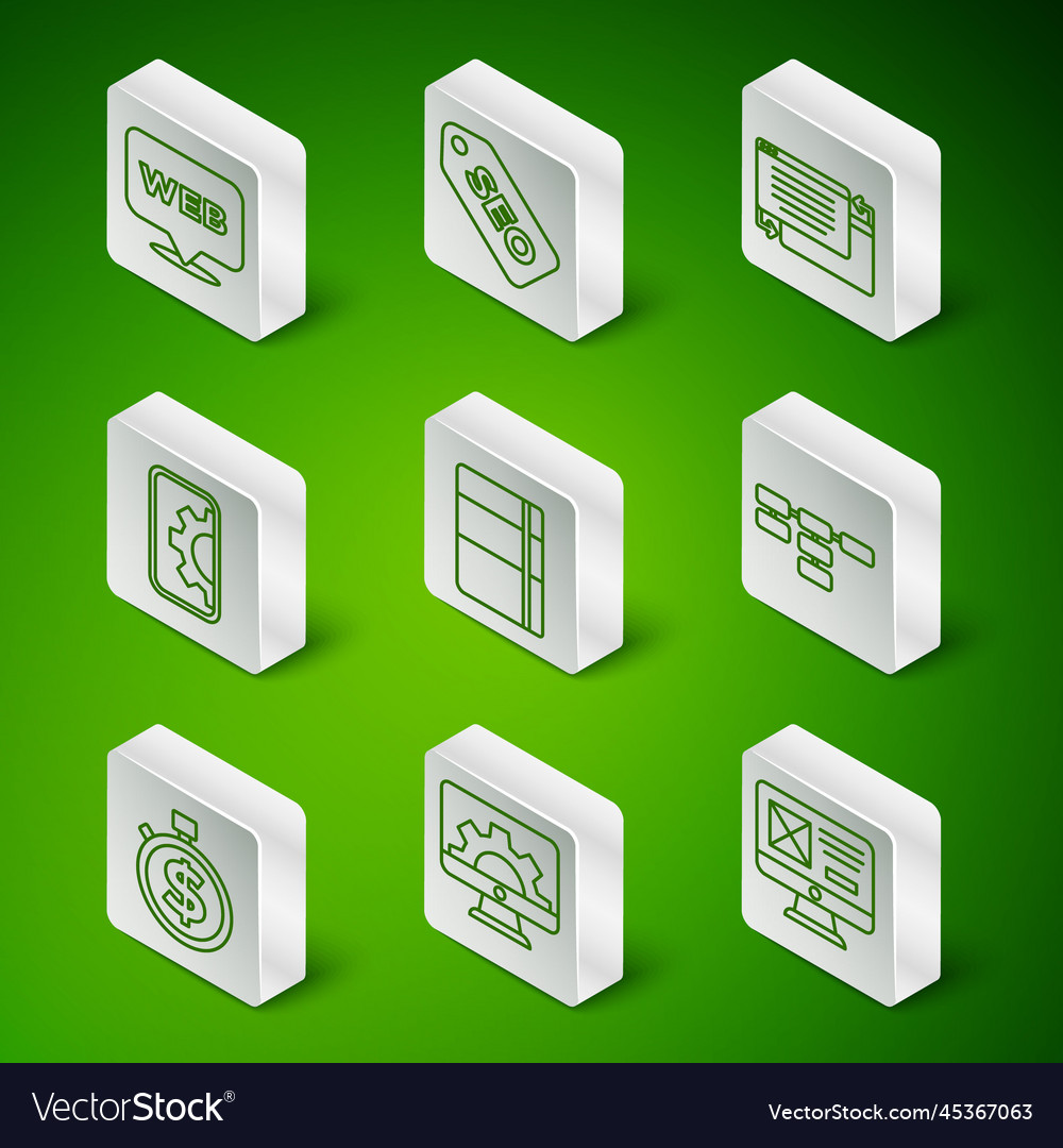 Set line ui or ux design web development vector image Set line ui or ux design web development
