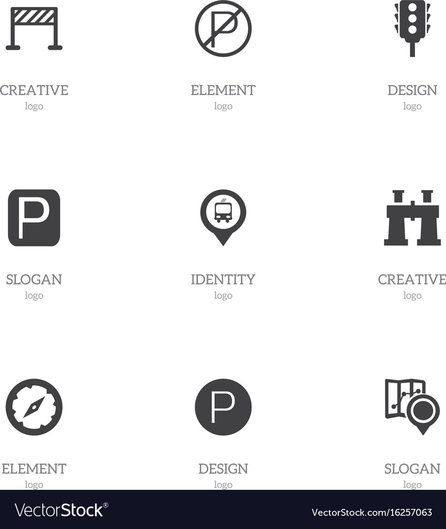 Set of 9 editable map icons includes symbols