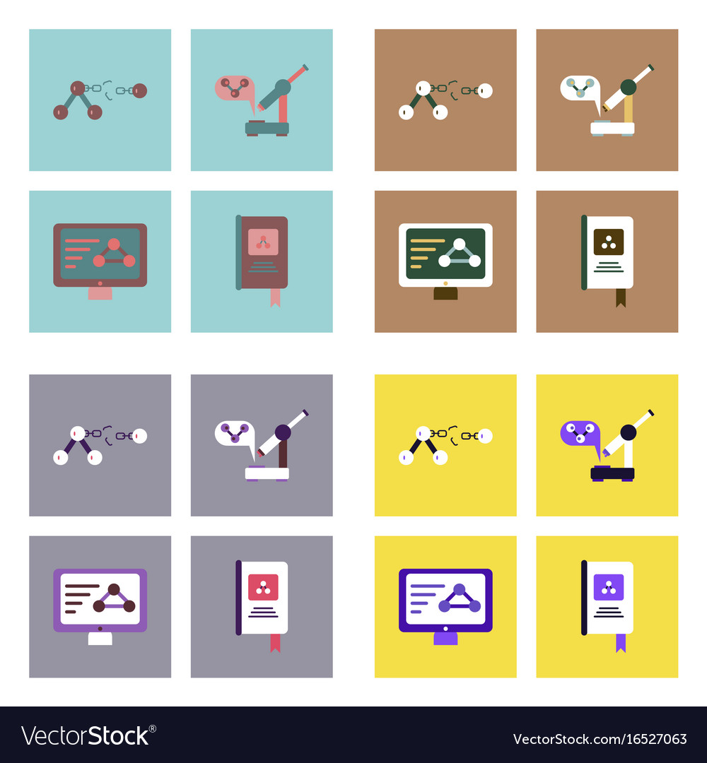 Set of molecule icons biology elements on color