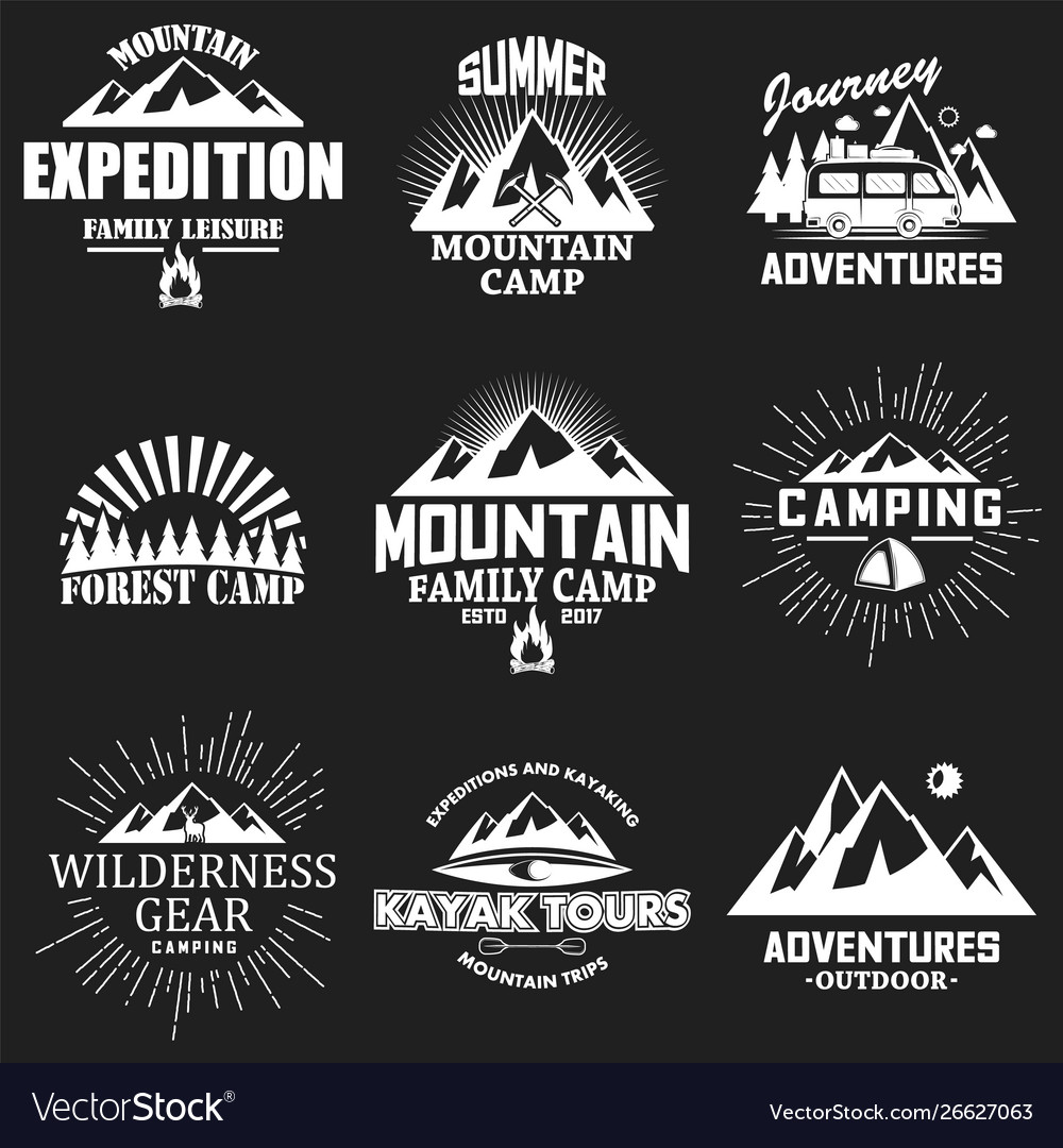 Set vintage outdoor adventure labels vector image Set vintage outdoor adventure labels