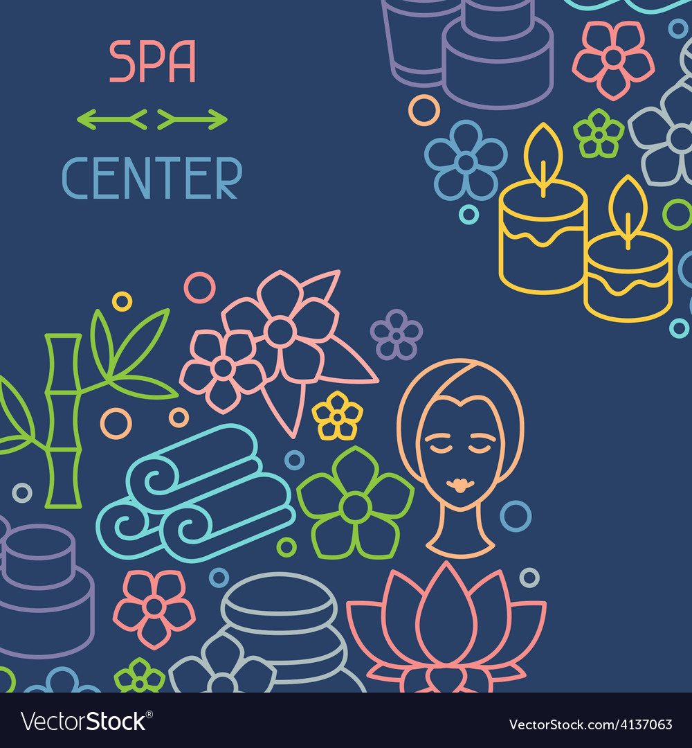 Spa and recreation background with icons in linear