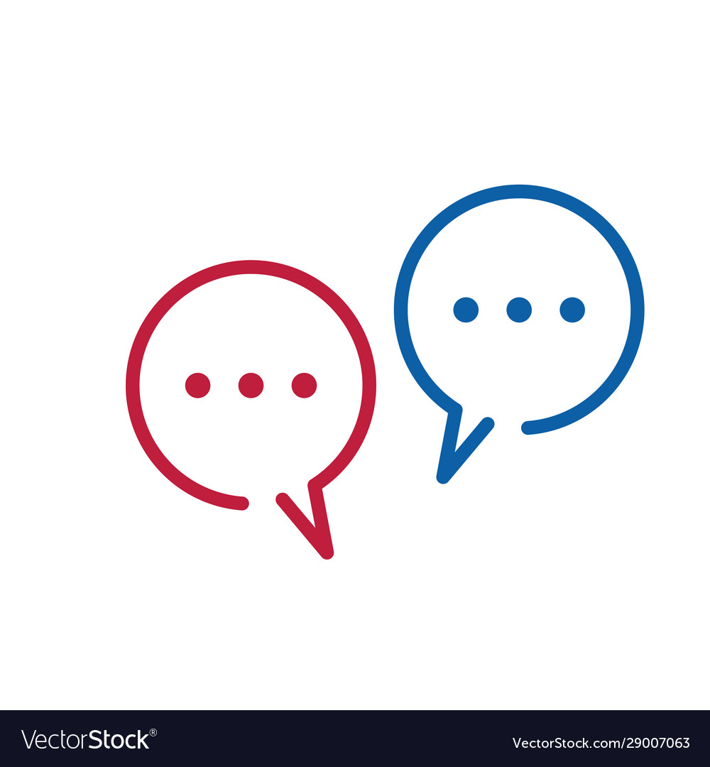 Two linear dialog chat speech bubbles with three