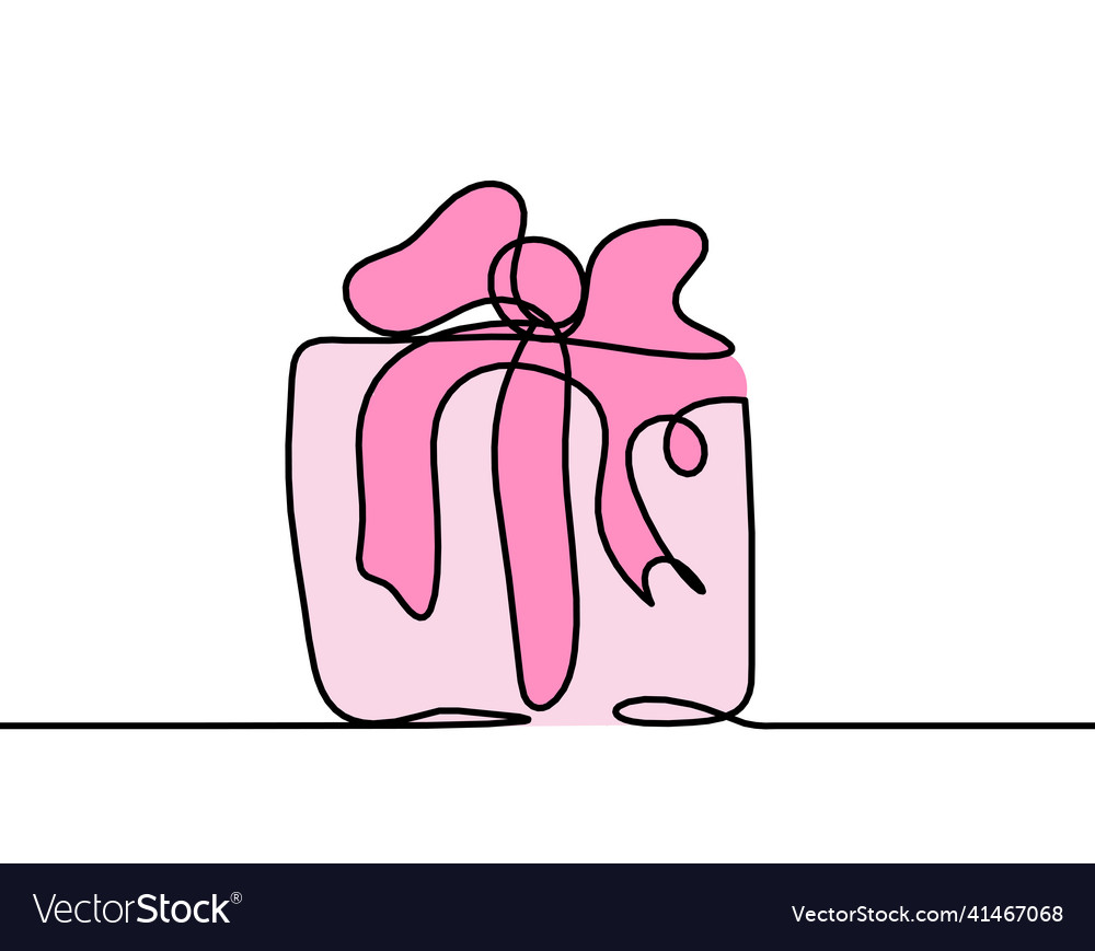 Abstract color present box as continuous line