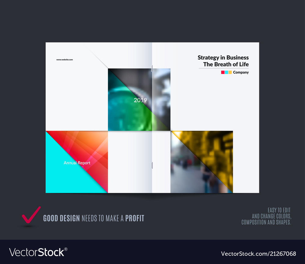 Abstract double-page brochure design rectangular vector image Abstract double-page brochure design rectangular