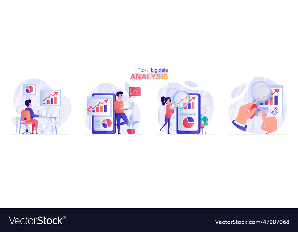 Big data analysis concept scenes set analyst