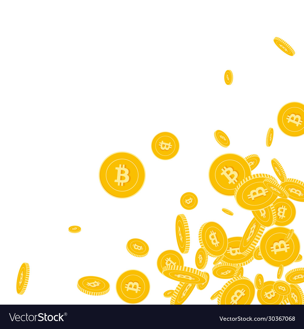 Bitcoin internet currency coins falling scattere