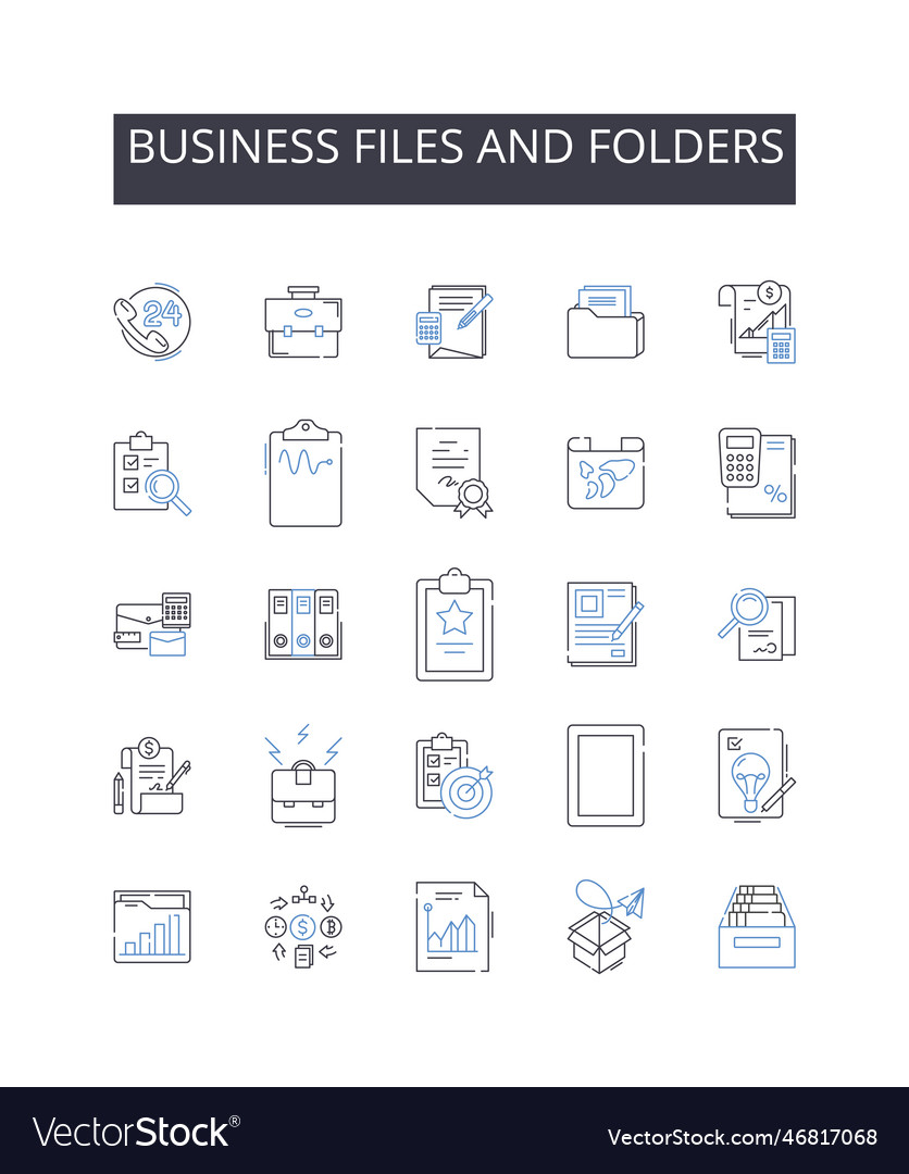 Business files and folders line icons collection Vector Image