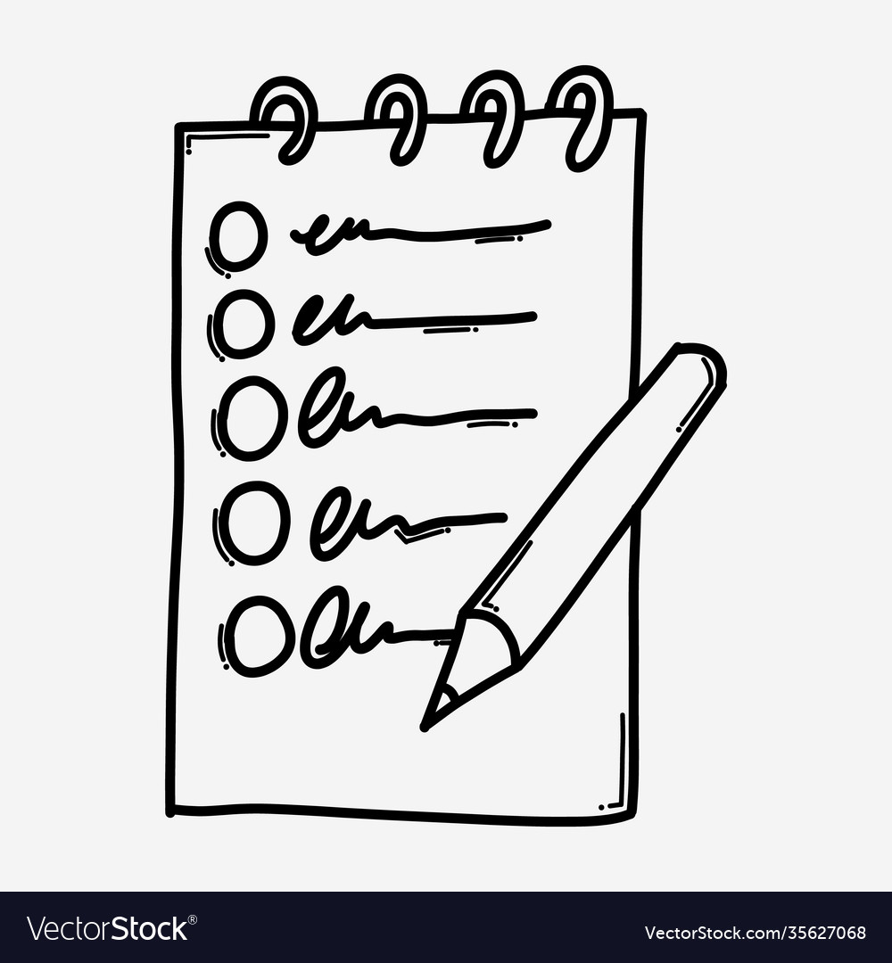 Check List Doodle Icon Drawing Sketch Hand Drawn Vector Image