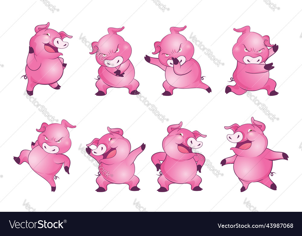 Cheerful Dancing Pigs Cartoon