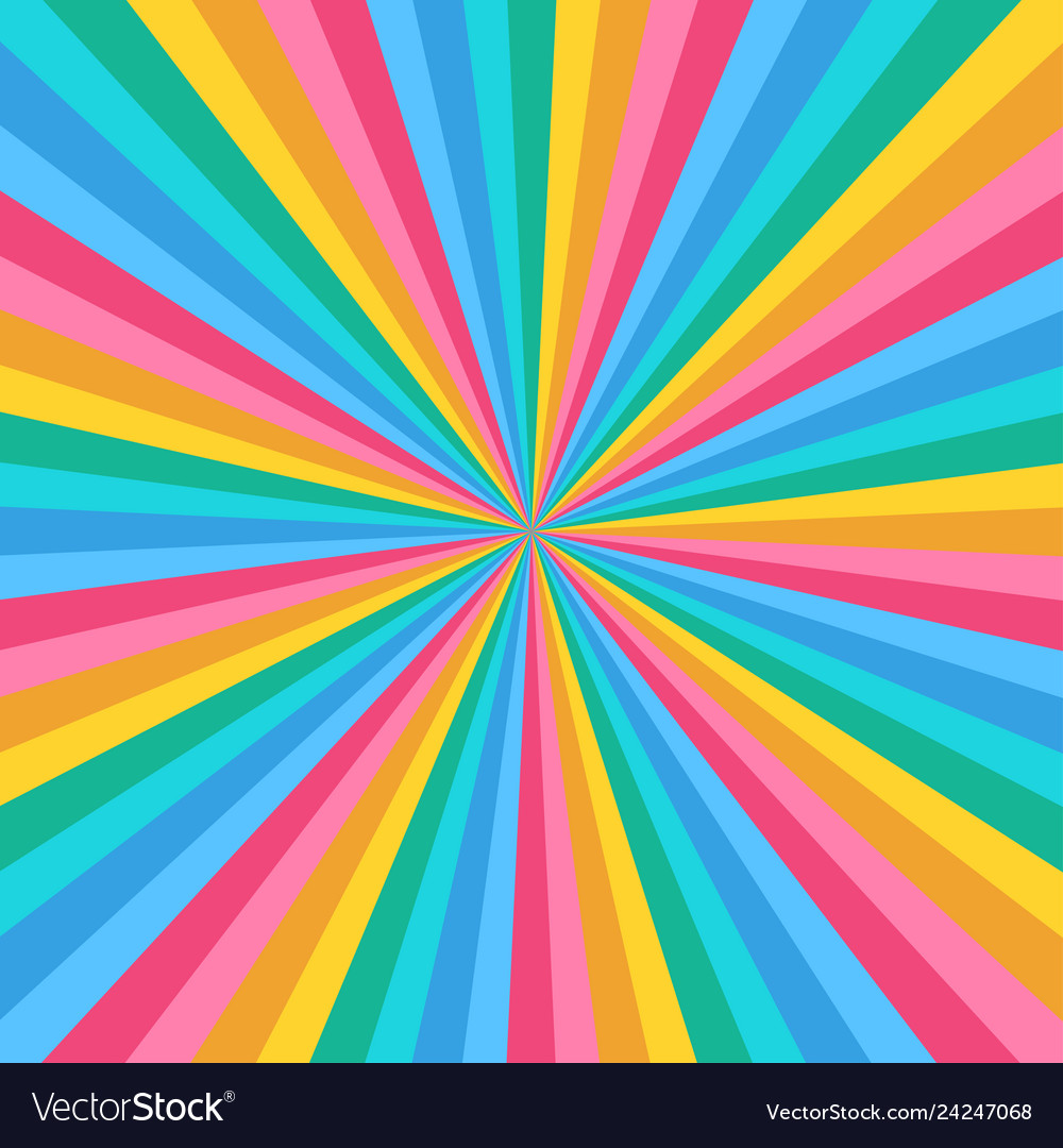 Colorful sun rays background in flat design Vector Image