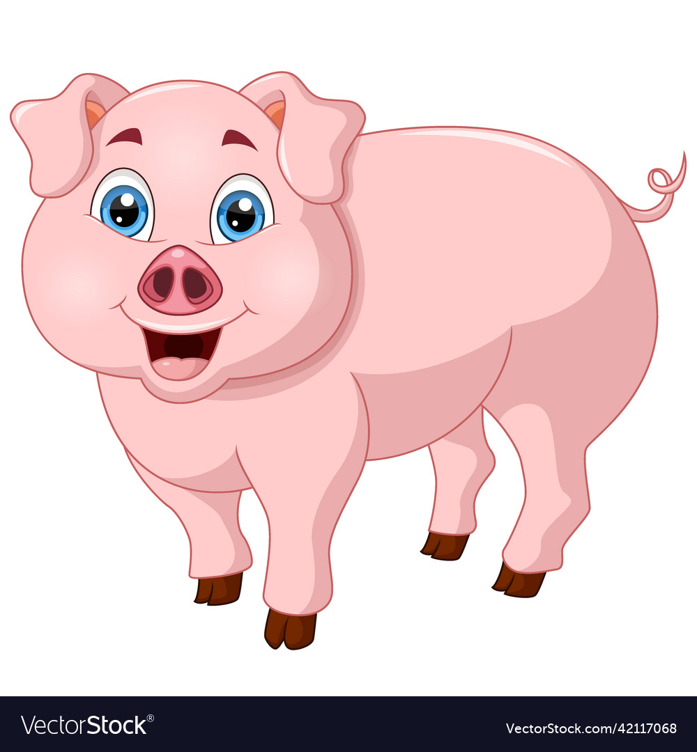 Cute Pig Cartoon On White Background Royalty Free Vector