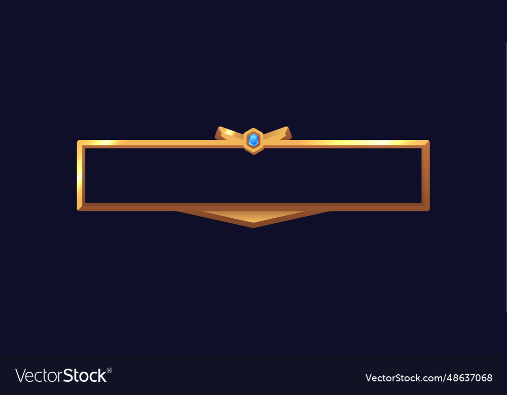 Golden empty rectangle frame with gem bronze