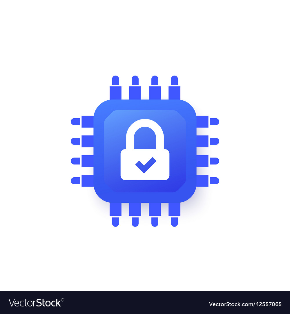 Hardware encryption icon with a chip vector image Hardware encryption icon with a chip