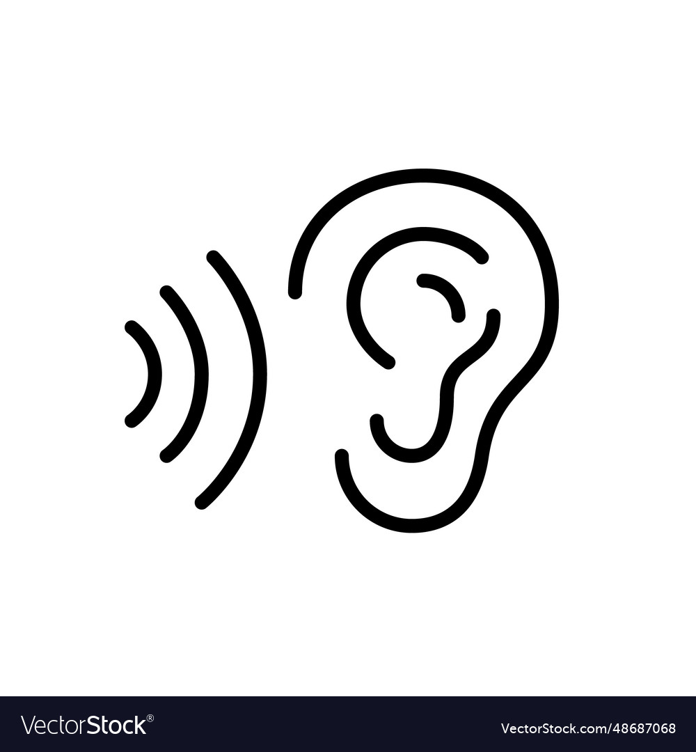 Human ear with sound waves symbol pixel perfect Vector Image