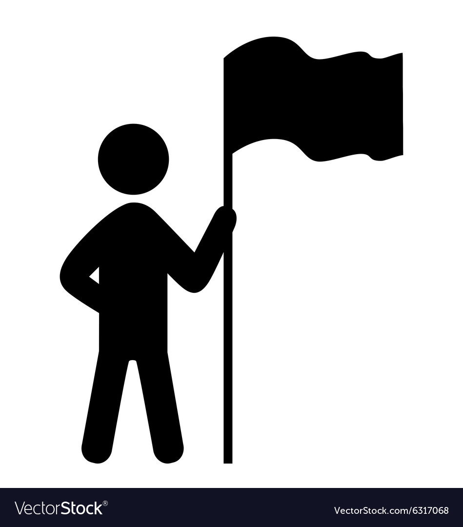 People Man with Flag Flat Icons Pictogram Isolated