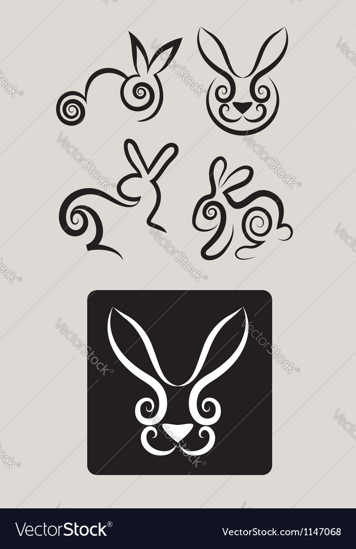 Rabbit symbols 1 Royalty Free Vector Image VectorStock
