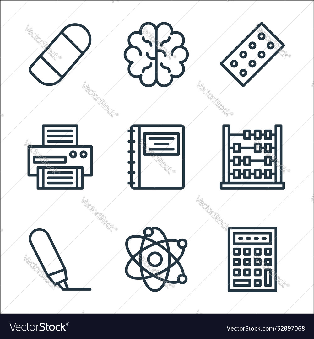 School line icons linear set quality