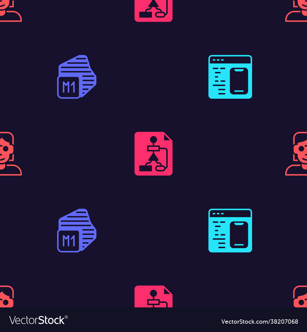 Set Software Prozessor-Flowchart und Hacker vector image Set Software Prozessor-Flowchart und Hacker