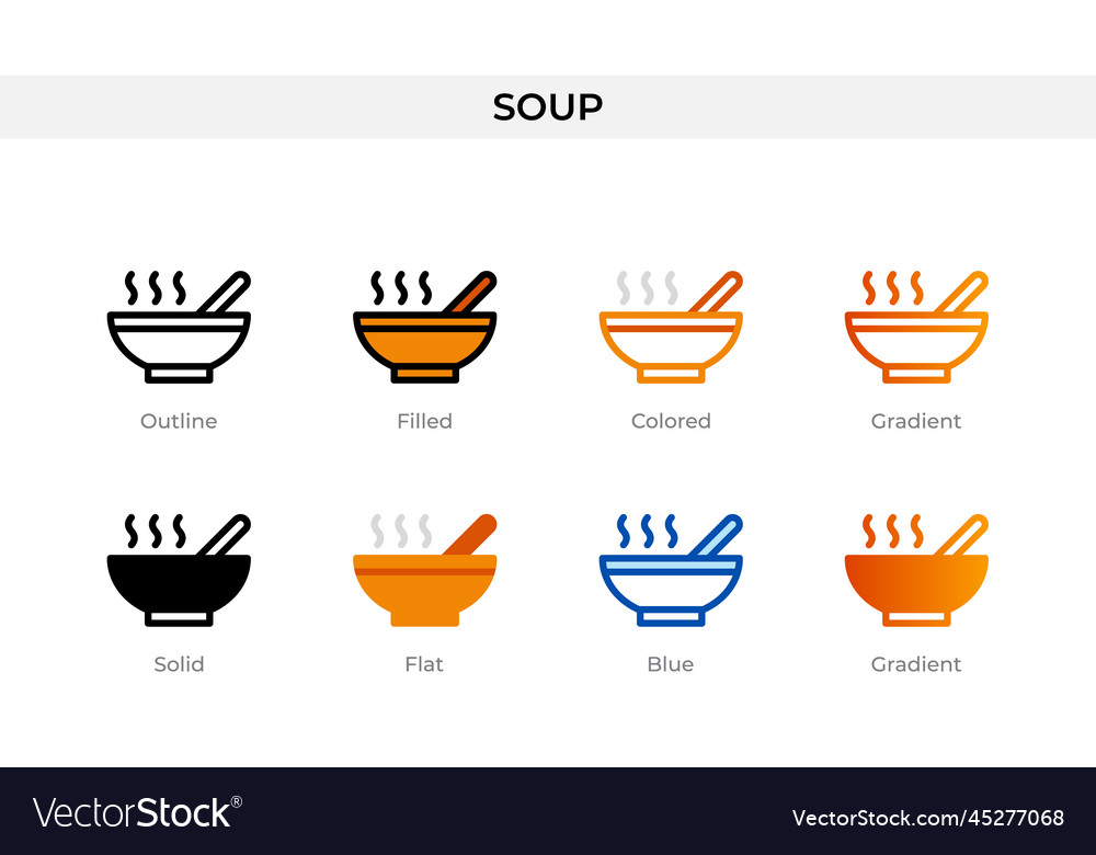 Soup icon in different style icons designed