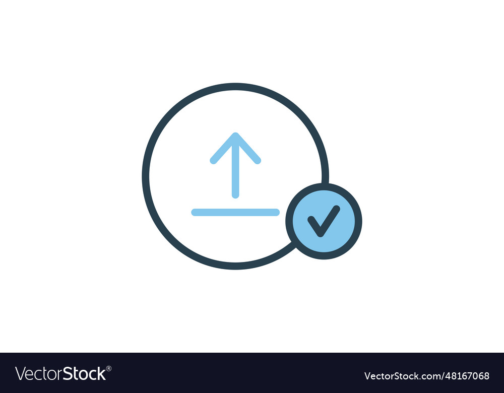 Upload success icon suitable for web site design vector image Upload success icon suitable for web site design