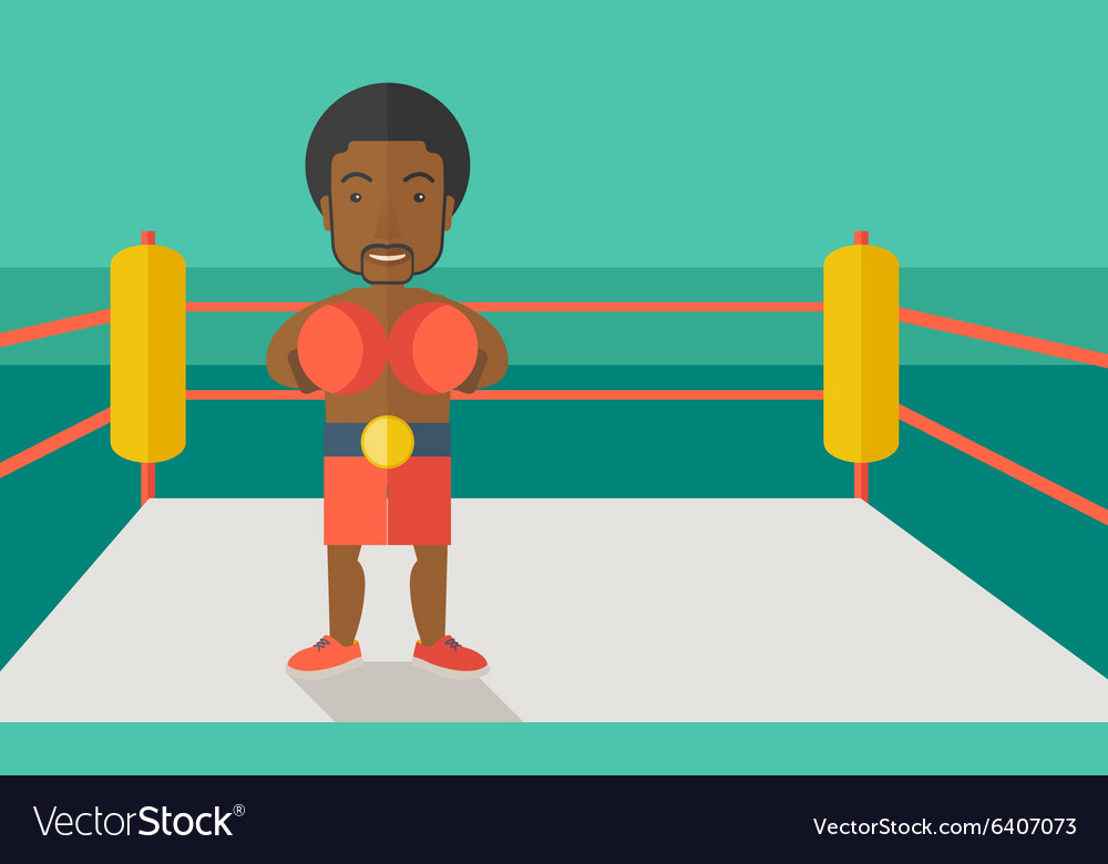 Boxer in gloves standing in ring Royalty Free Vector Image