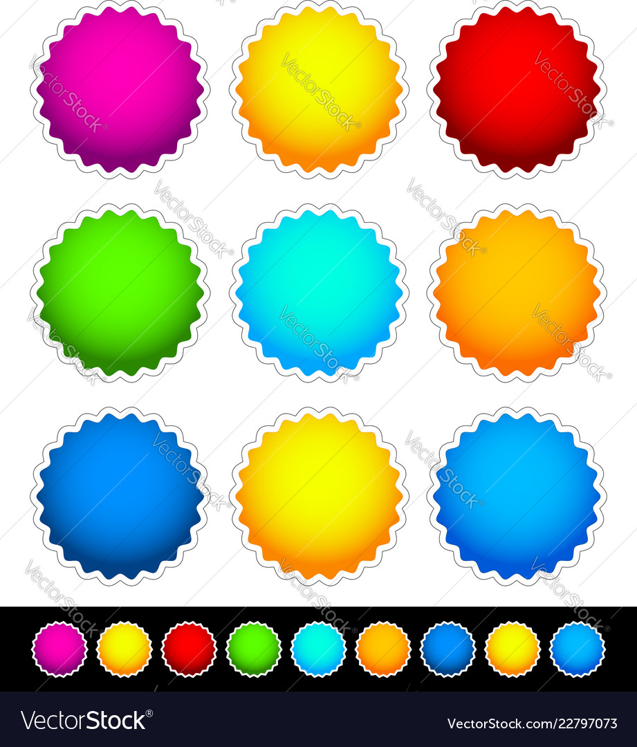 Bright blank bade set - 2 variation 9 color Vector Image