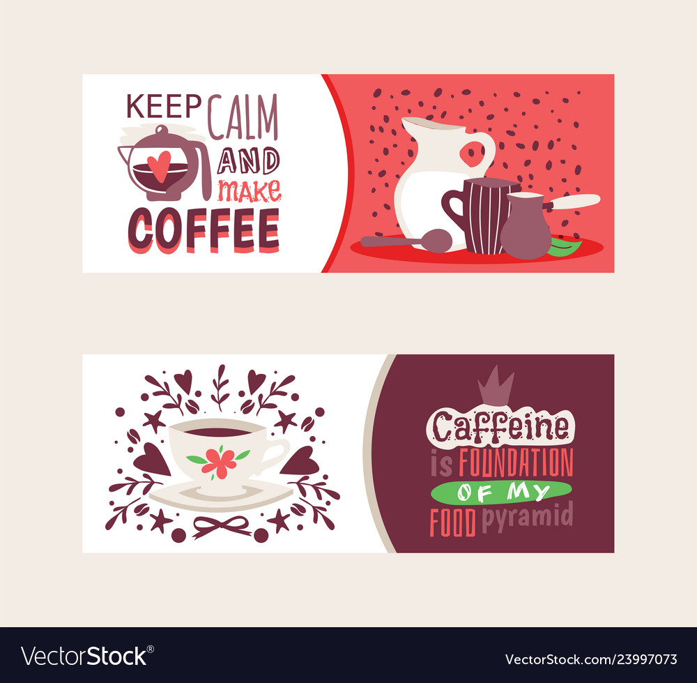 Download Coffee addiction banners keep calm and make Vector Image