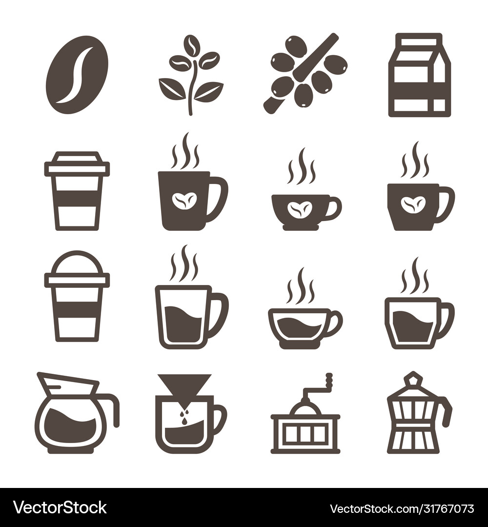 Coffee icon set Royalty Free Vector Image - VectorStock