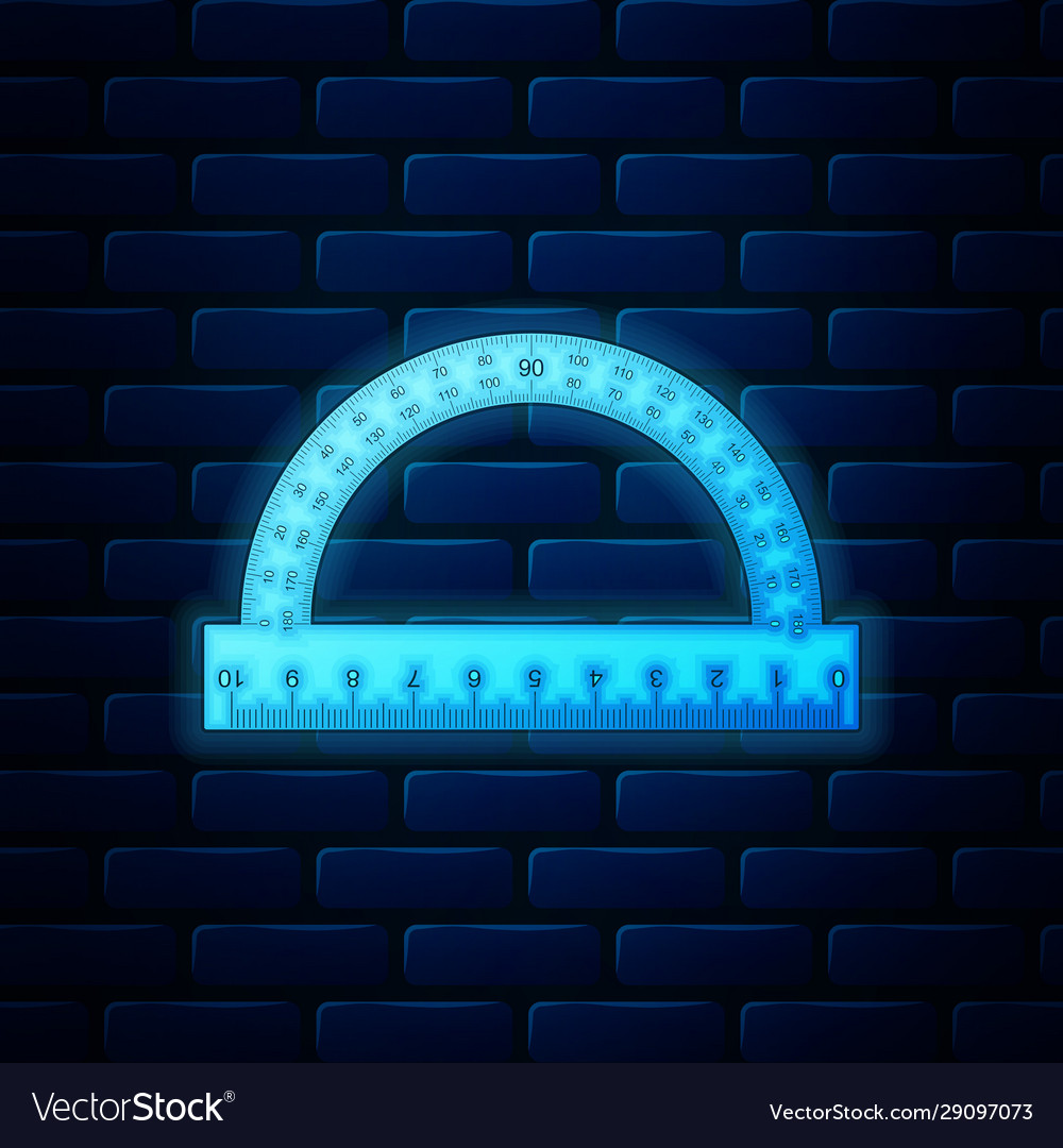 Glowing neon protractor grid for measuring degrees