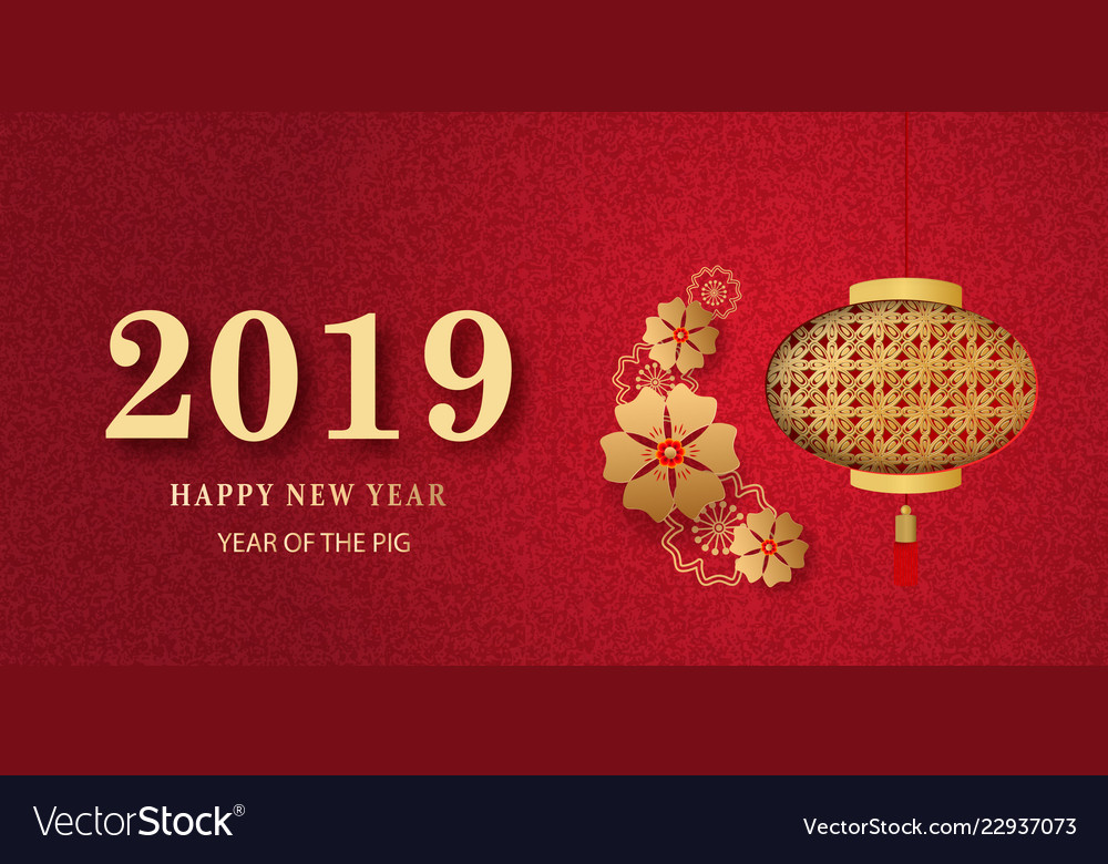 Happy new year2019 chinese year greeting card vector image Happy new year2019 chinese year greeting card