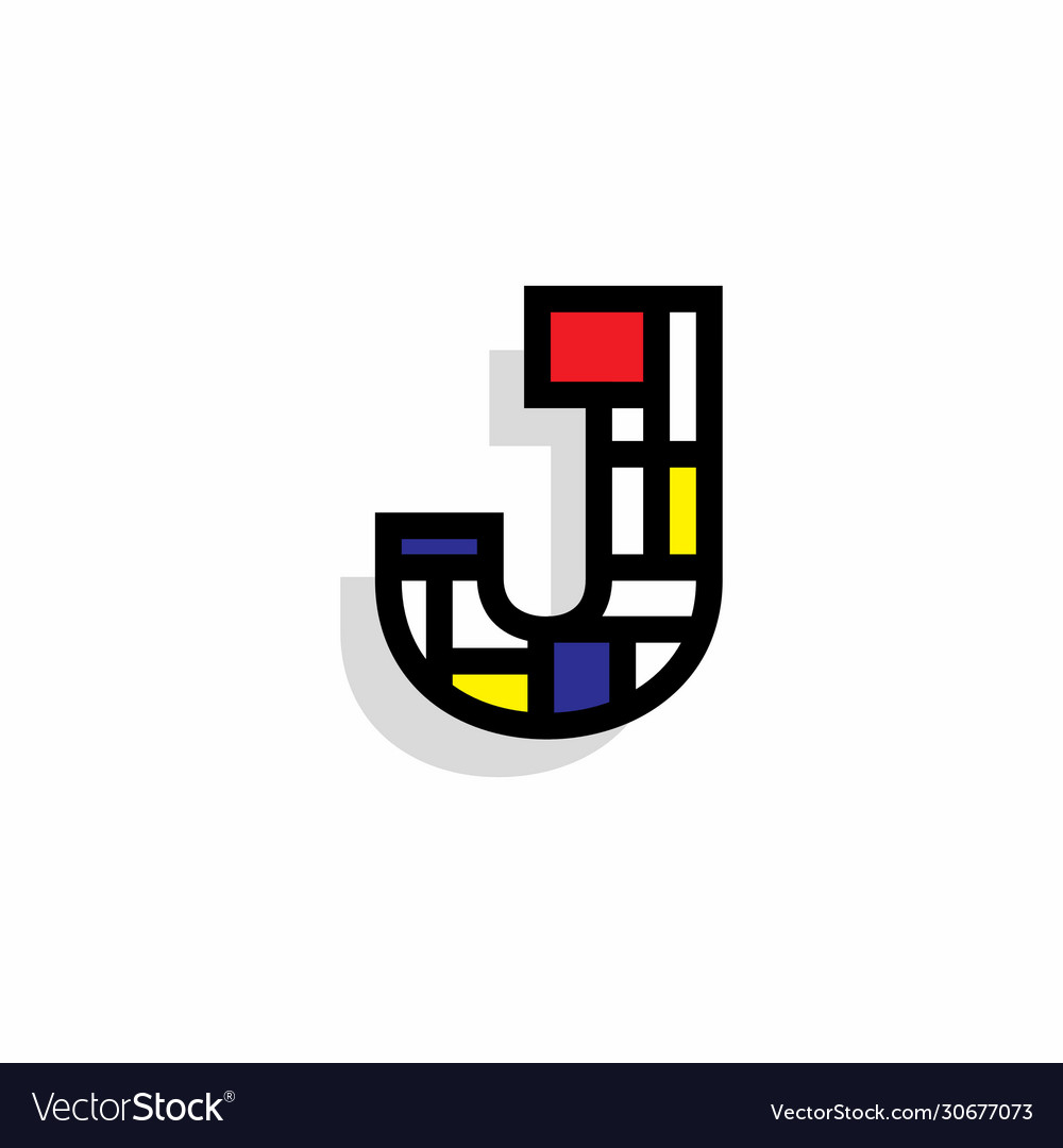 Letter mondrian retro design j