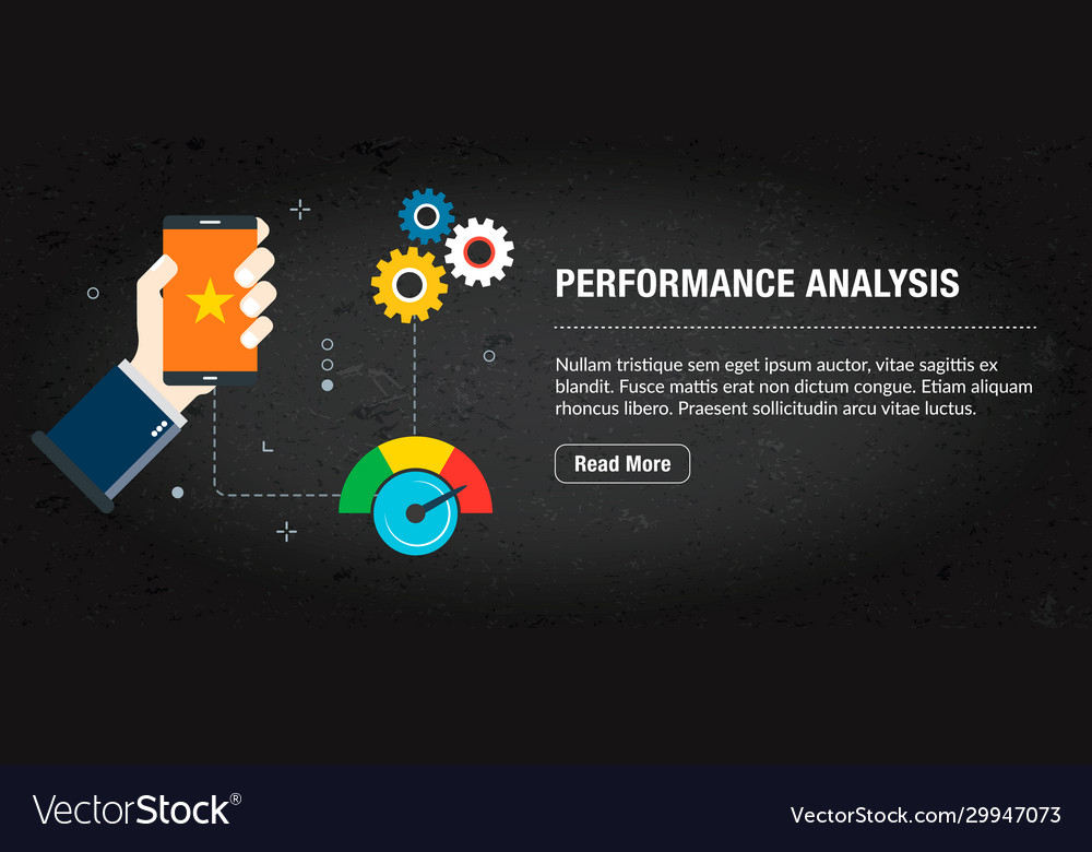 Performance analysis banner internet with icons