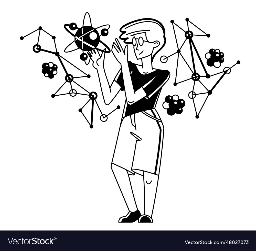 Physicist working on some theoretical physics vector image Physicist working on some theoretical physics