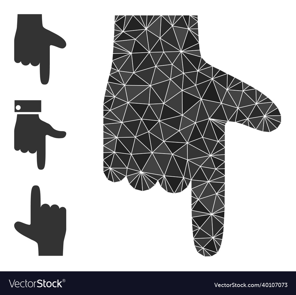 Polygonal hand pointer down icon and bonus