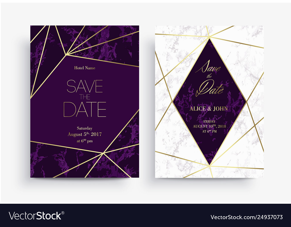 Save the Date - Geometric Marble Card