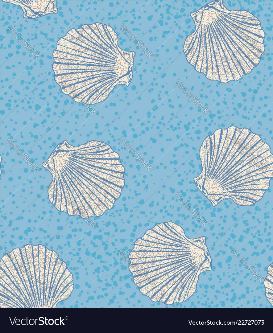 Seamless pattern with shells of scallops Vector Image