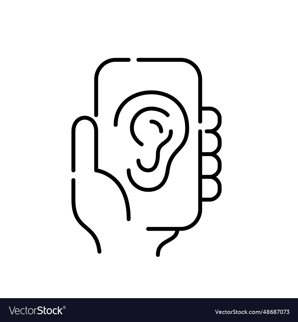 Smart phone with ear icon speech recognition app Vector Image Smart phone with ear icon speech recognition app