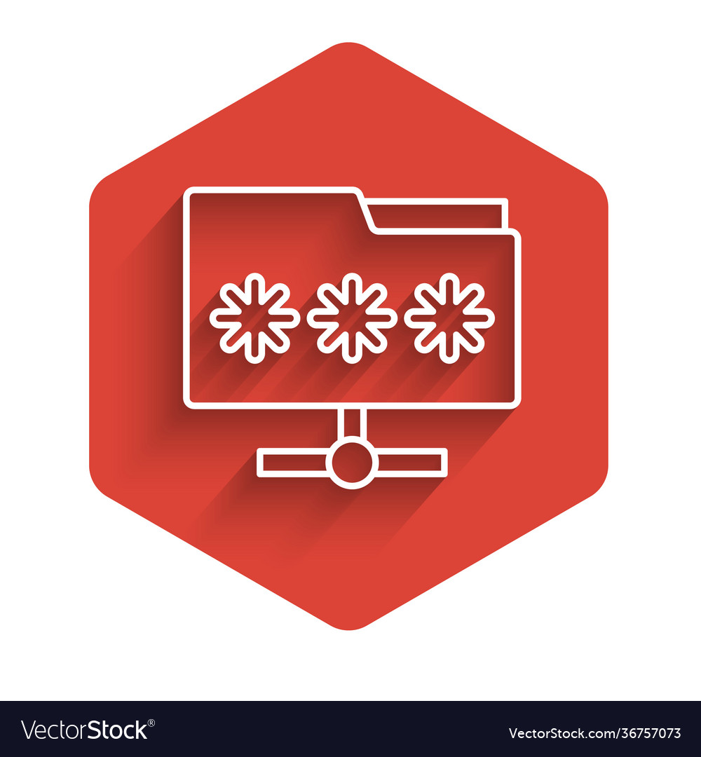 White line folder with password notification icon vector image White line folder with password notification icon