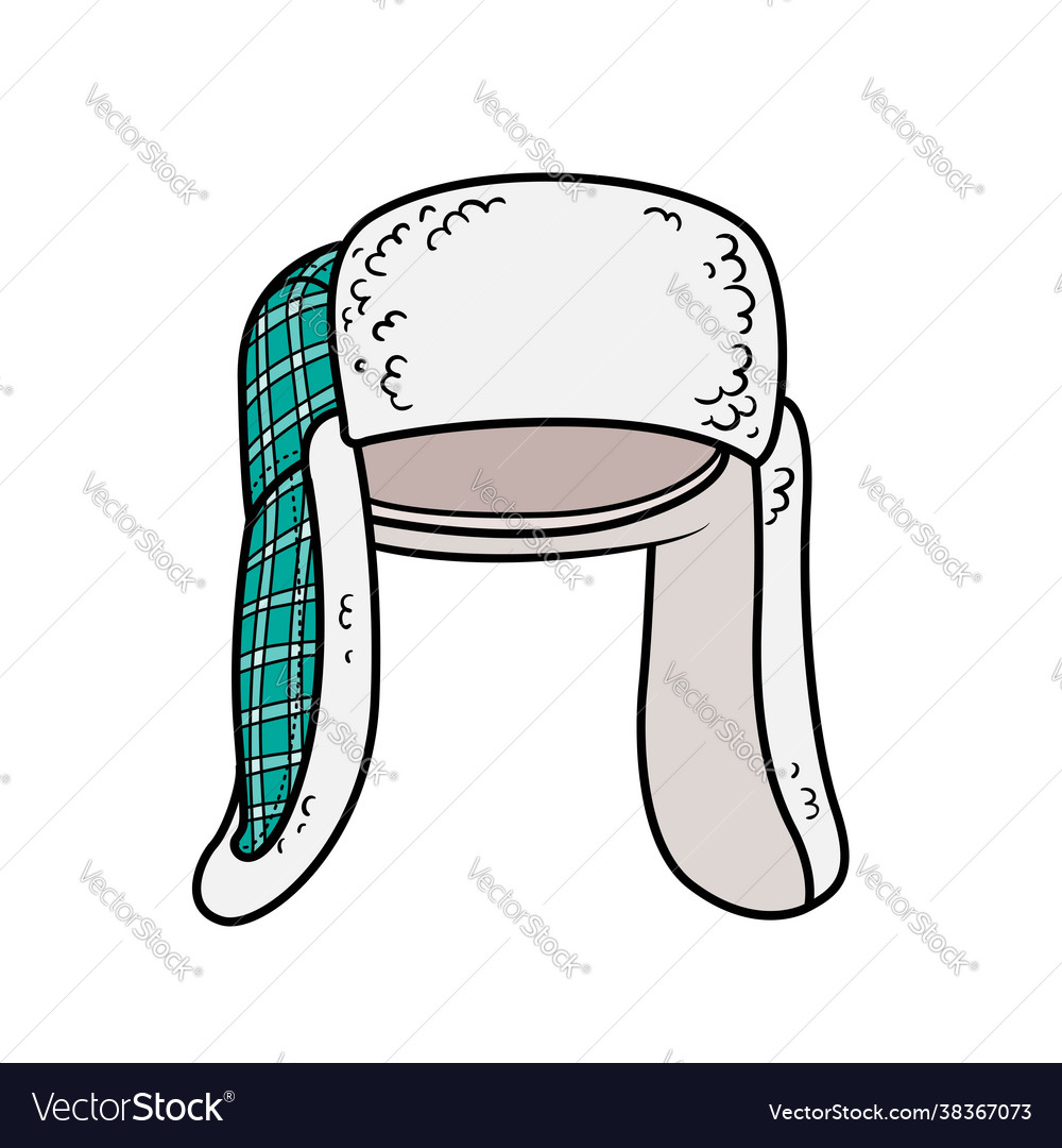 Winter warm hat in check pattern with earflaps vector image Winter warm hat in check pattern with earflaps
