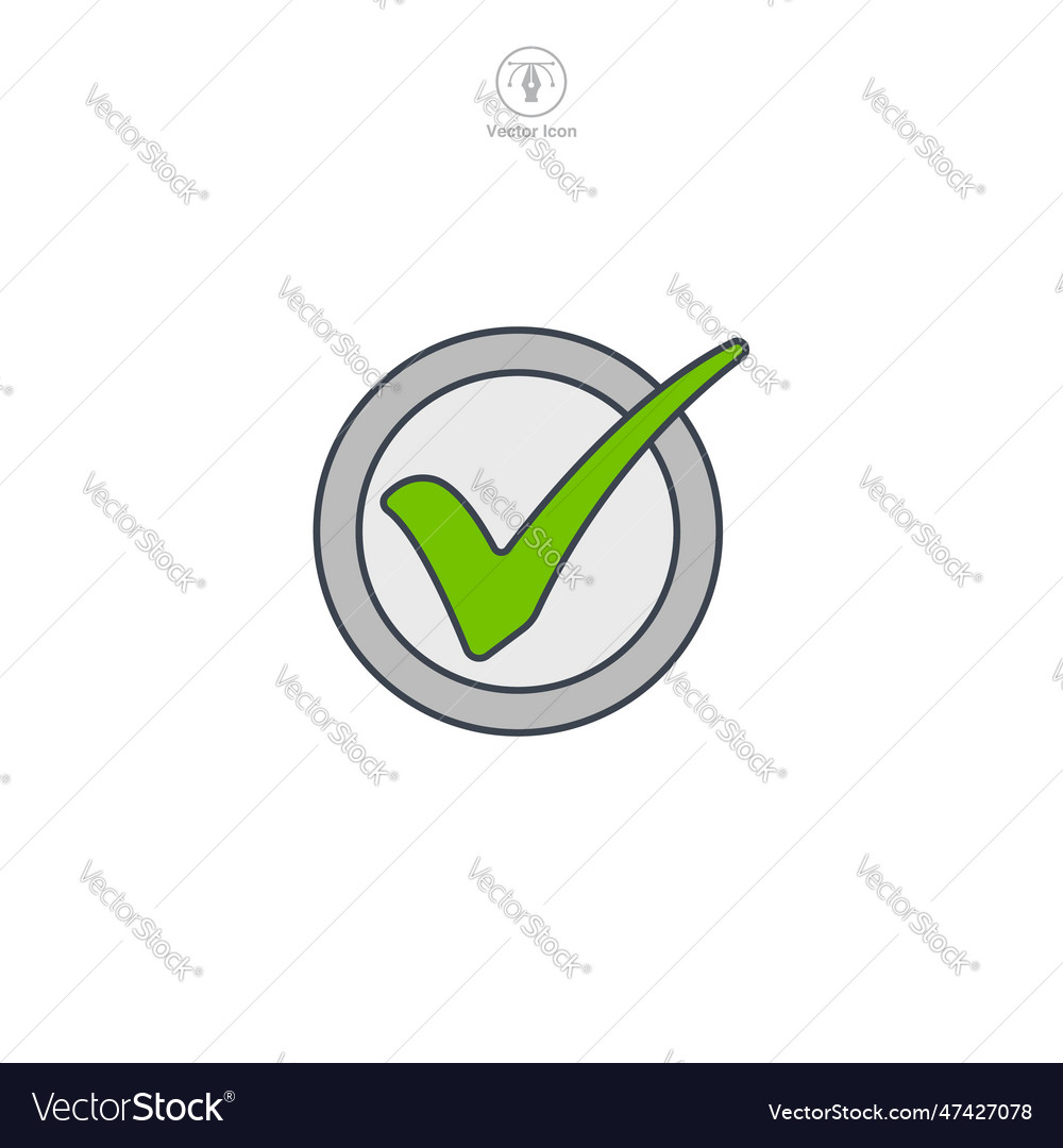 A circular check mark icon the design uses flat