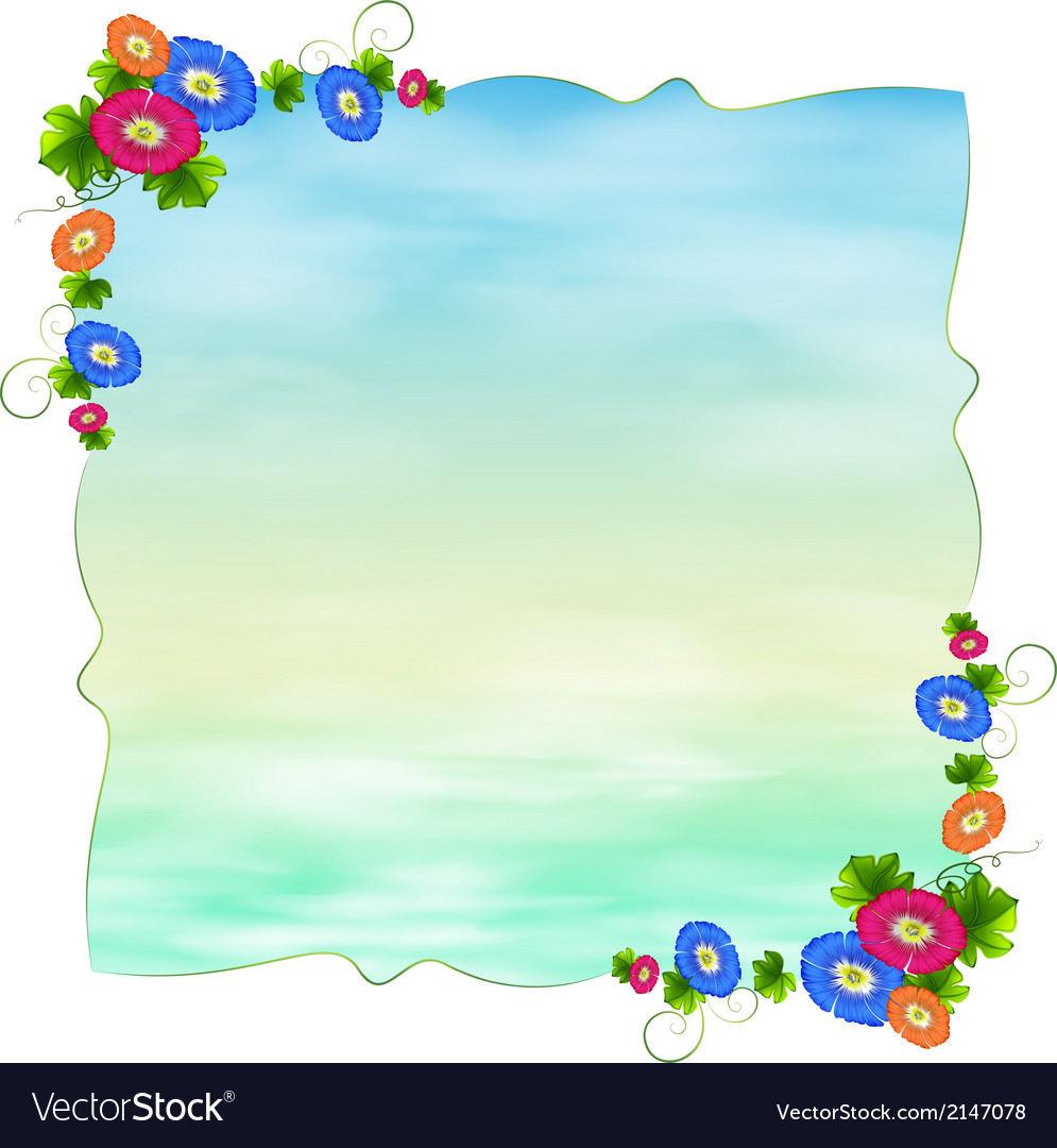 An empty template with blooming flowers Royalty Free Vector