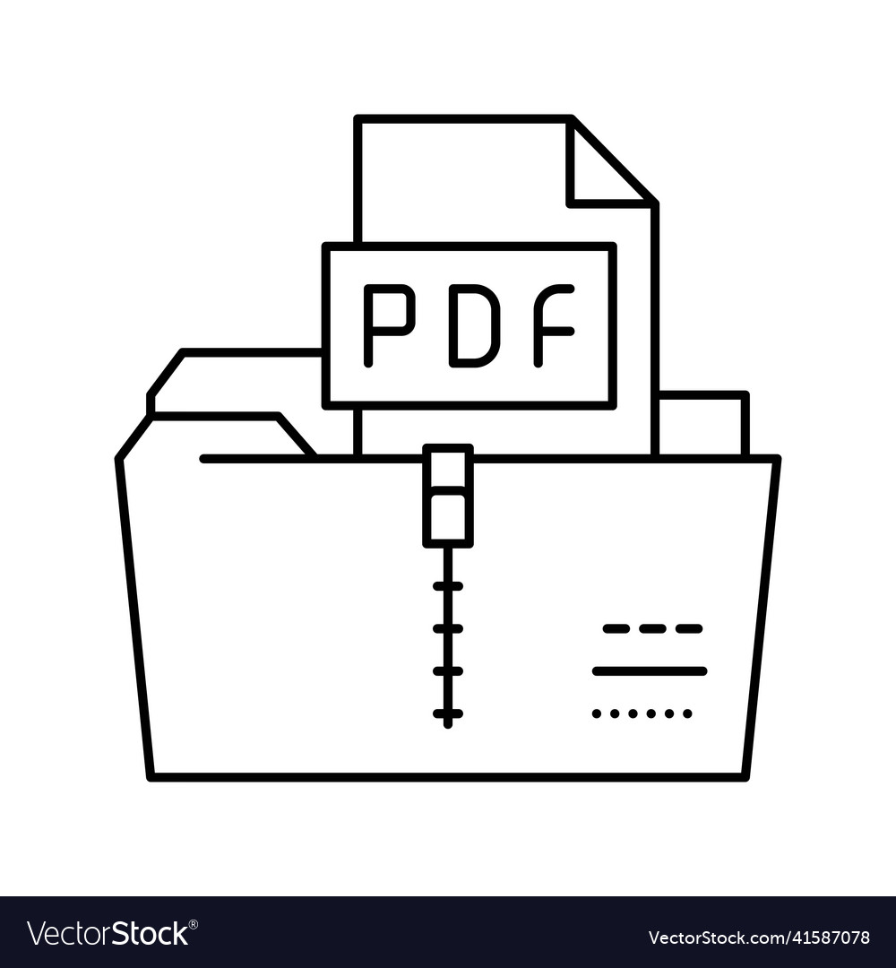 Archiving pdf file line icon
