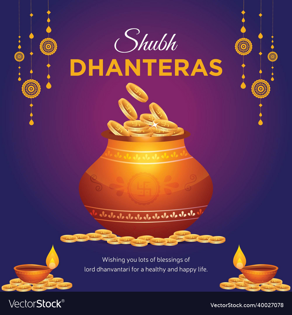 Banner design of shubh dhanteras Royalty Free Vector Image