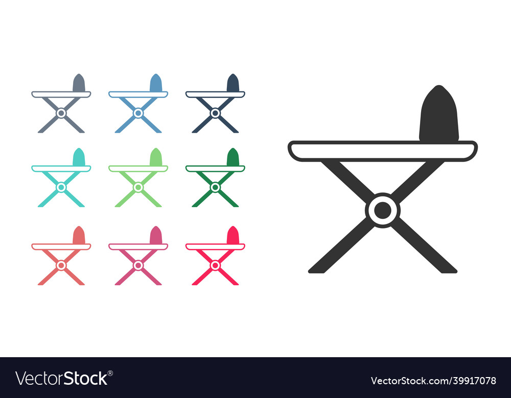 Black Electric Iron And Ironing Board Icon Vector Image