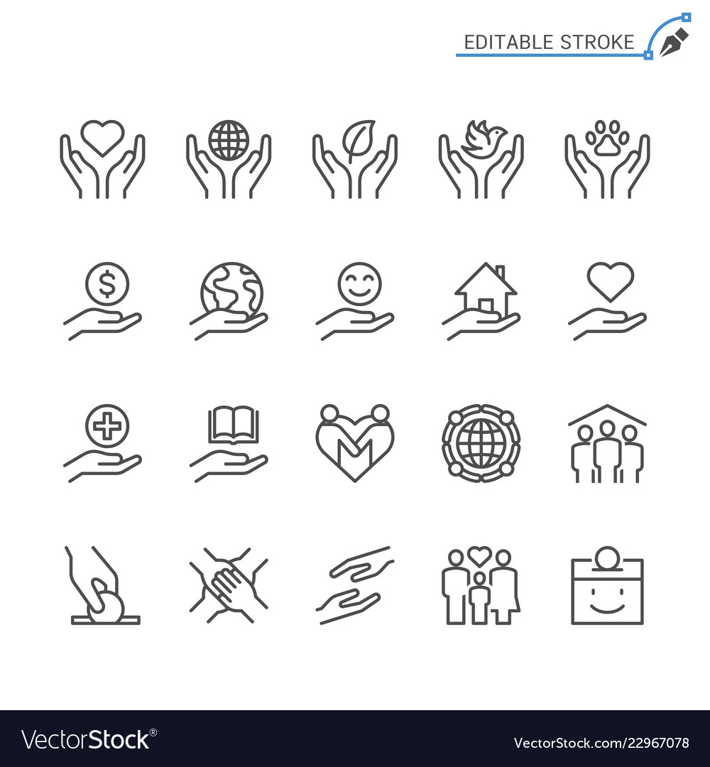 Charity and donation line icons editable stroke vector image Charity and donation line icons editable stroke